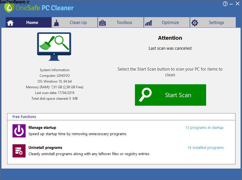 OneSafe PC Cleaner Pro 7.0.5.78 پاک سازی و بهبود سرعت سیستم