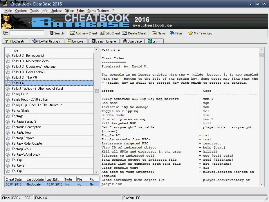 CheatBook DataBase 2020 چیت بوک کدهای تقلب انواع بازی