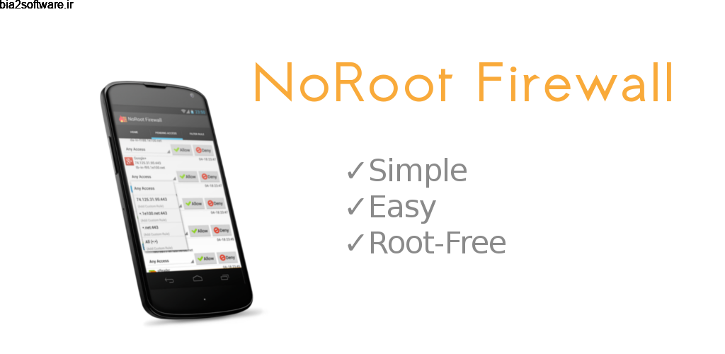 NoRoot Firewall 4.0.2 اپلیکیشن فایروال بدون نیاز به دسترسی روت مخصوص اندروید