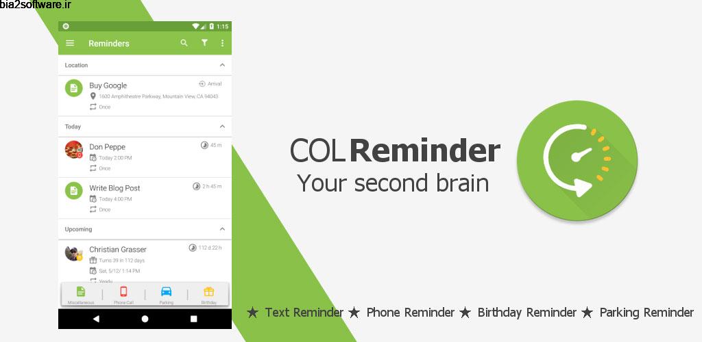 COL Reminder Premium 3.6.3 یاد آور قدرتمند و هوشمند اندروید!