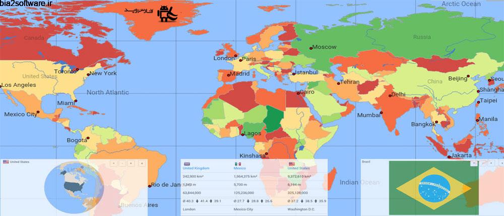 World atlas & map MxGeo Pro 6.2.93 اطلس جهانی اندروید!