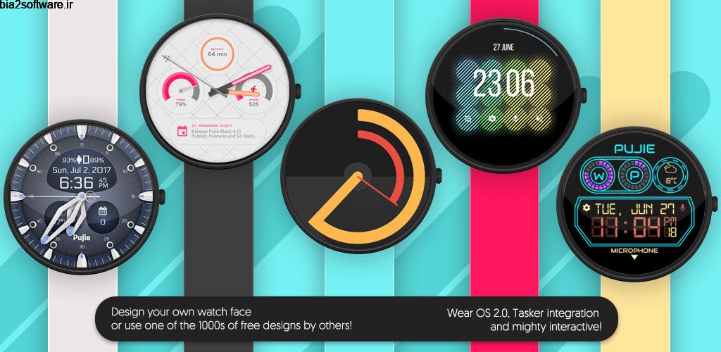 Watch Face – Pujie Black for Wear OS 4.2.7-beta تغییر ظاهر ساعت ها هوشمند اندروید!