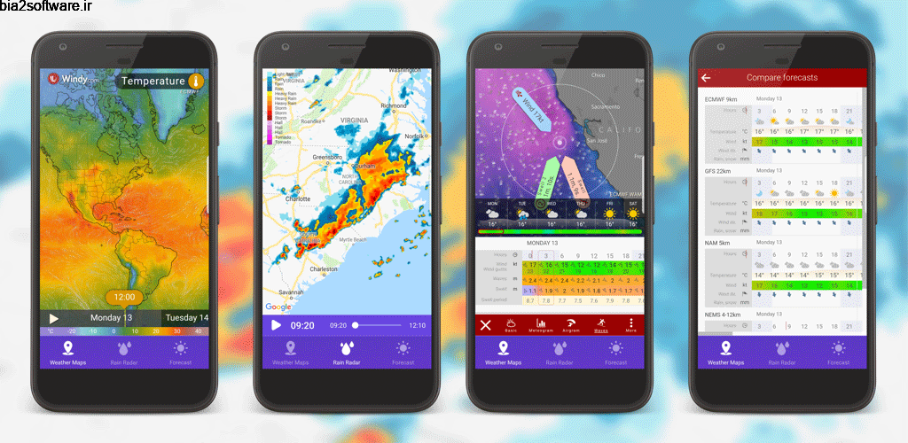 RAIN RADAR PRO – Animated Weather Forecasts & Maps 1.4 رادار دقیق هواشناسی مخصوص دستگاه های اندروید!