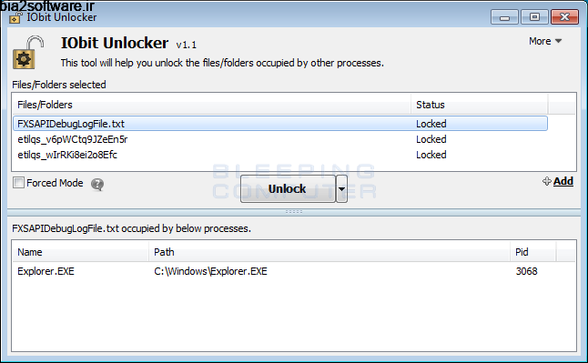 IObit Unlocker 1.1.2.1 حذف فایل های که پاک نمی شوند