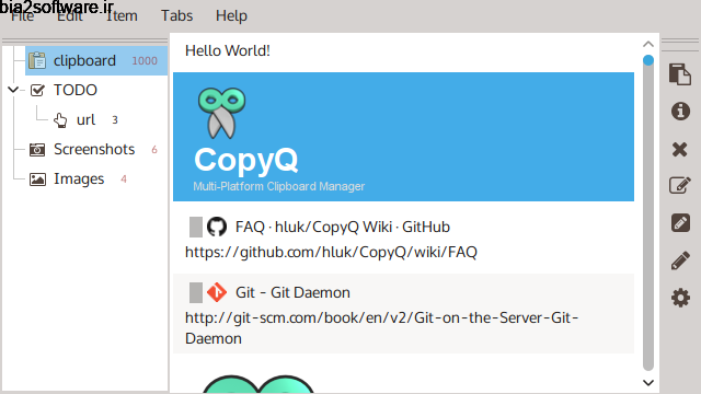 CopyQ 2.8.2 مدیریت کلیپ بورد ویندوز