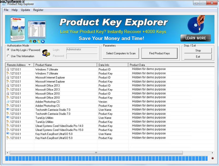 Product Key Explorer 3.9.4.0 نمایش سریال نرم افزارها