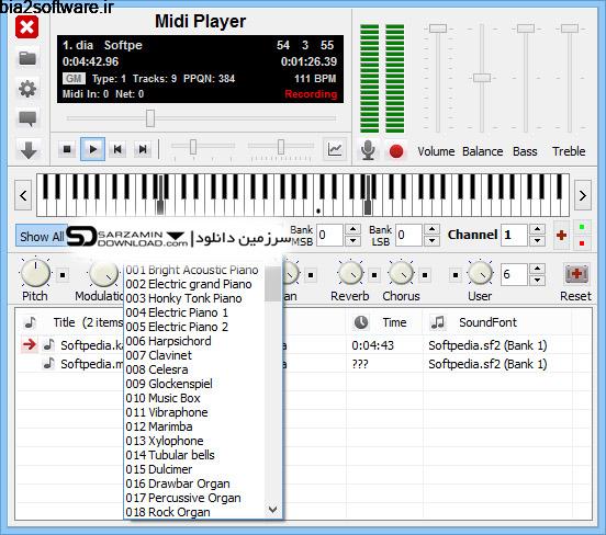 پیانو مجازی و اجرای فایل‌های MIDI (برای ویندوز)  Midi Player 4.4 Windows