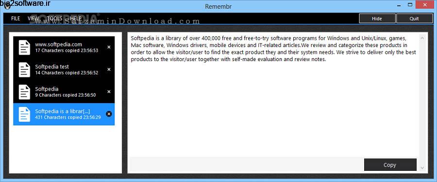 مدیریت کلیپ بورد Remember 0.0.6 Windows