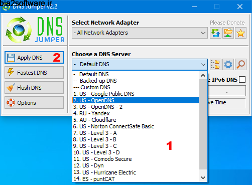 نرم افزار تغییر DNS (برای ویندوز)  DNS Jumper 2.1 Windows