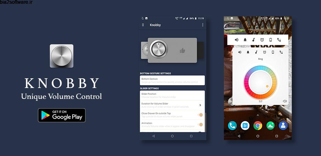 Knobby volume control – Unique volume widget app 1.10 زیبا و کاربردی کنترل حجم صدا اندروید Knobby volume control – Unique volume widget app 1.10 زیبا و کاربردی کنترل حجم صدا اندروید