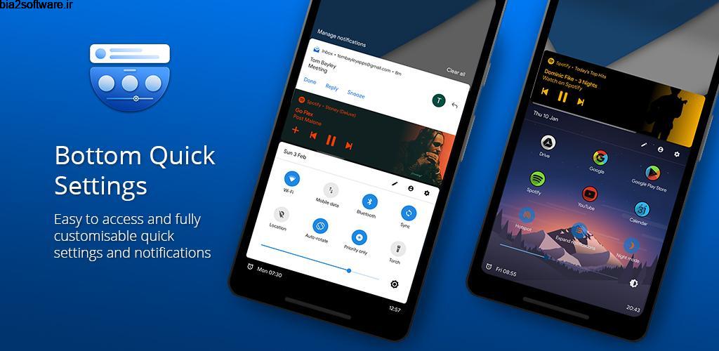 Bottom Quick Settings – Notification Customization Premium 6.1.4 پنل تنظیمات سریع مخصوص اندروید Bottom Quick Settings – Notification Customization Premium 6.1.4 پنل تنظیمات سریع مخصوص اندروید