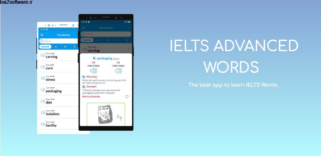 IELTS Advanced Words: Flashcards – Examples PRO 1.5 یادگیری و تمرین واژگان پیشرفته آیلتس مخصوص اندروید IELTS Advanced Words: Flashcards – Examples PRO 1.5 یادگیری و تمرین واژگان پیشرفته آیلتس مخصوص اندروید