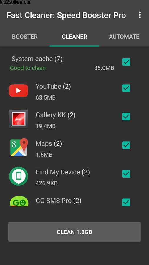 Fast Clean: Speed Booster Pro 4.0.2 بهینه سازی کم حجم و کاربردی اندروید ! Fast Clean: Speed Booster Pro 4.0.2 بهینه سازی کم حجم و کاربردی اندروید !