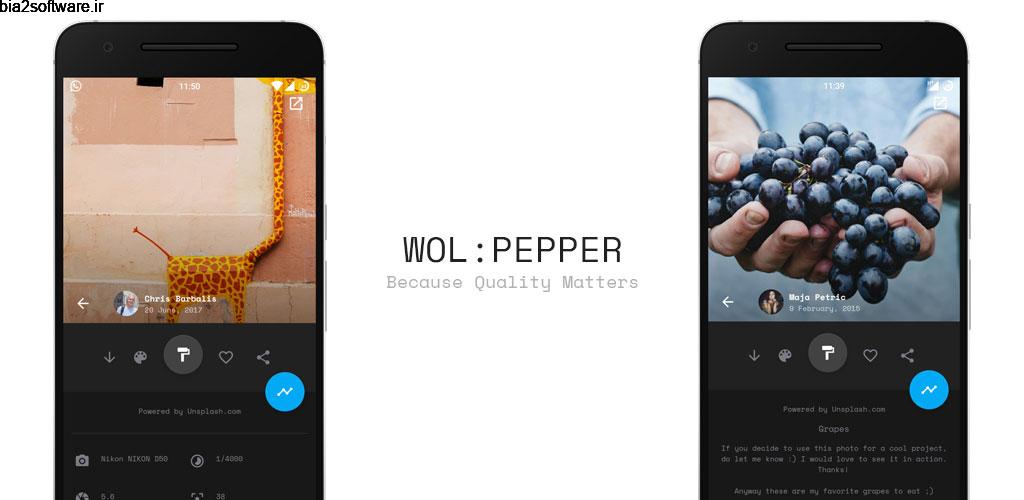 Wolpepper – The Wallpaper App Full 2.0.9.6 تصاویر پس زمینه شگفت انگیز اندروید ! Wolpepper – The Wallpaper App Full 2.0.9.6 تصاویر پس زمینه شگفت انگیز اندروید !