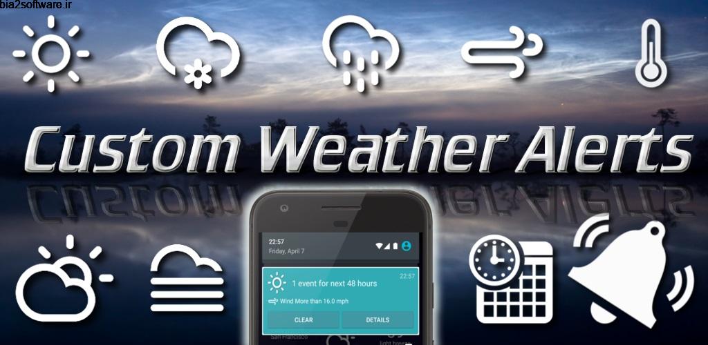 Custom Weather Alerts Pro 2.6 هشدار های سفارشی آب و هوا اندروید Custom Weather Alerts Pro 2.6 هشدار های سفارشی آب و هوا اندروید