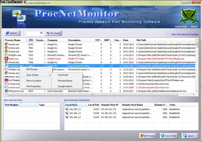 Process Net Monitor 6.0 مدیریت و کنترل فعالیت های شبکه Process Net Monitor 6.0 مدیریت و کنترل فعالیت های شبکه