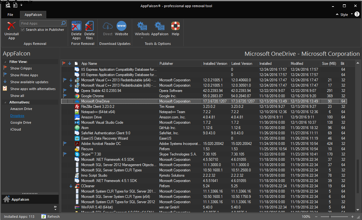 AppFalcon 2.0.4.307 حذف کامل برنامه ها و بازی ها AppFalcon 2.0.4.307 حذف کامل برنامه ها و بازی ها