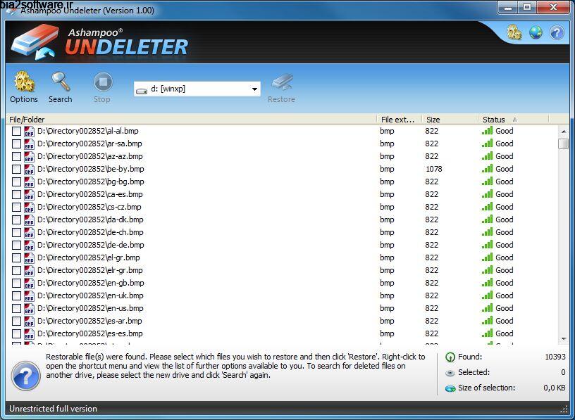 Ashampoo Undeleter 1.11 بازیابی اطلاعات حذف شده Ashampoo Undeleter 1.11 بازیابی اطلاعات حذف شده