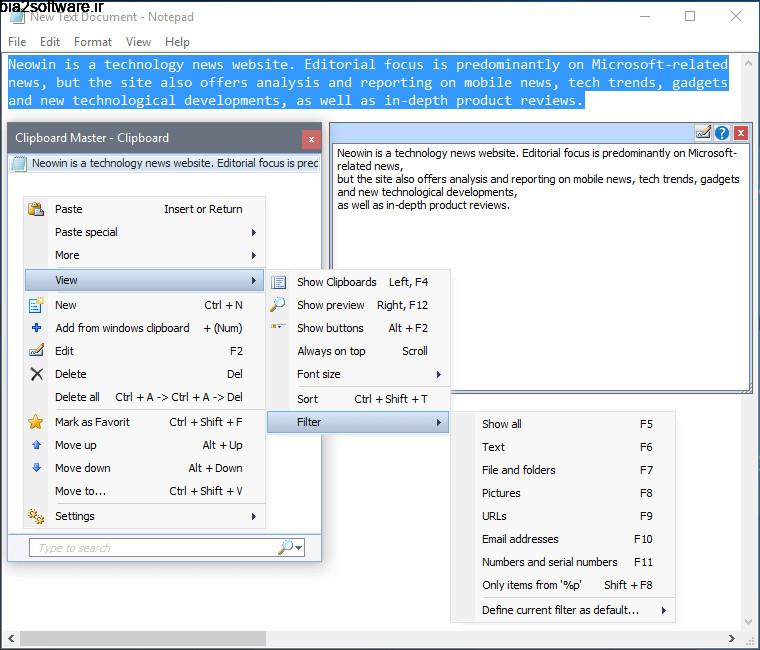 Clipboard Master 4.0.9 مدیریت حافظه کلیپ بورد Clipboard Master 4.0.9 مدیریت حافظه کلیپ بورد