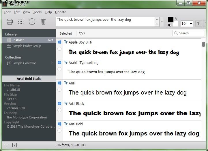 NexusFont 2.6 مدیریت فونت ها در ویندوز NexusFont 2.6 مدیریت فونت ها در ویندوز