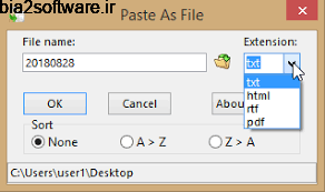 Paste As File 5.0.0.3 ذخیره محتویات کلیپ بورد در قالب فایل Paste As File 5.0.0.3 ذخیره محتویات کلیپ بورد در قالب فایل