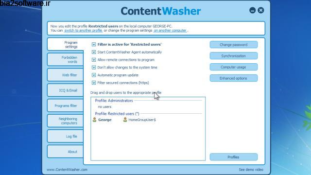 کنترل استفاده کودکان از کامپیوتر (برای ویندوز) ContentWasher 5.10 Windows کنترل استفاده کودکان از کامپیوتر (برای ویندوز) ContentWasher 5.10 Windows